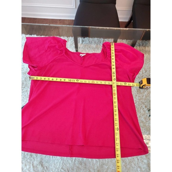 Ava & Viv Womens Pink Solid Cotton Short Sleeve Scoop Neck Top Blouse Size 4X - Picture 7 of 11